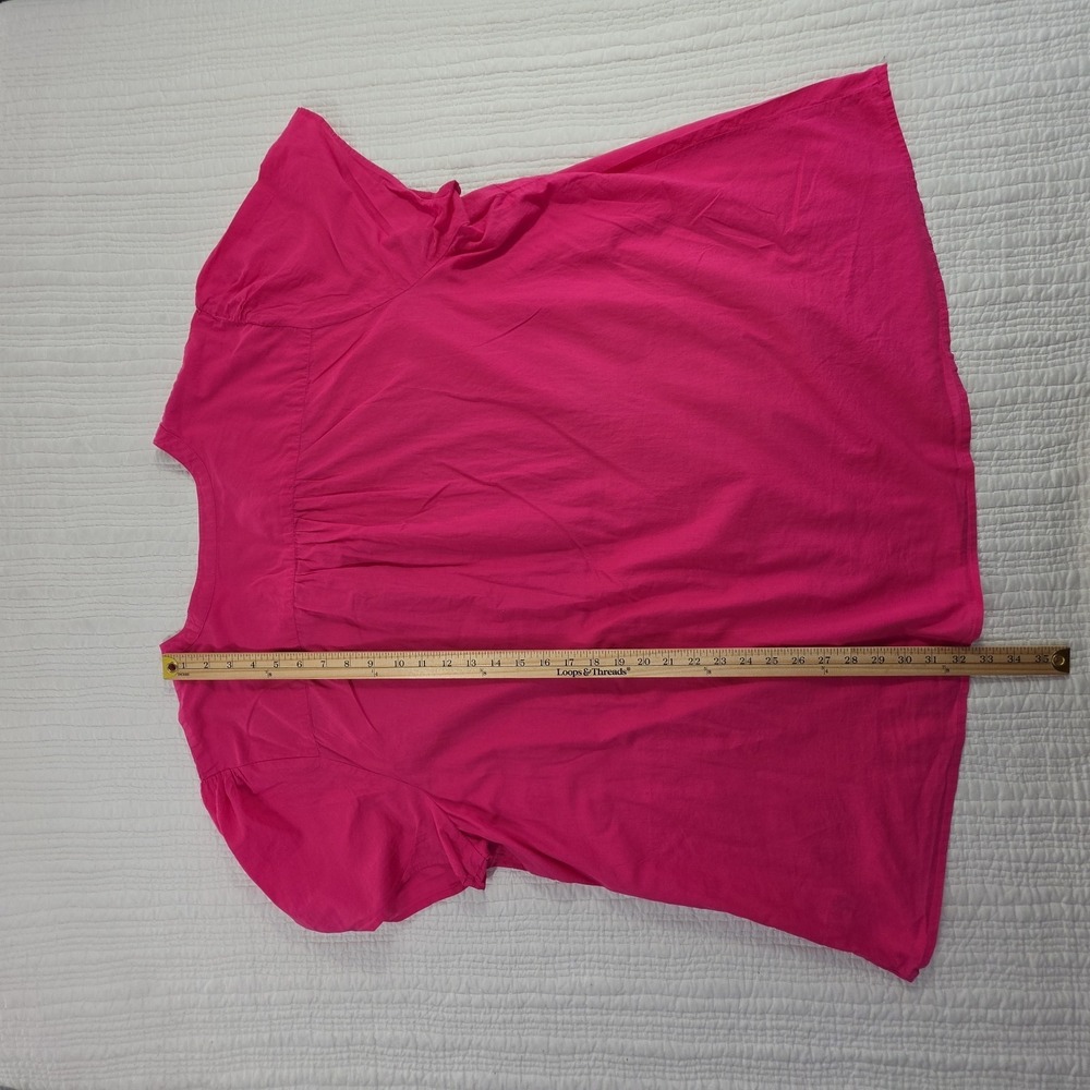Woman Within V-Neck Tunic Top 3X (30/32) Bright Fuchsia Henley - Picture 10 of 12